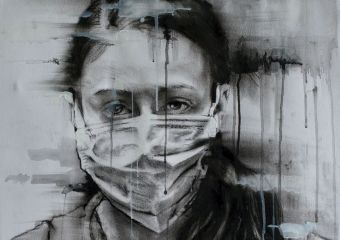  Unknown face XXIX-pandemic  ,  70x50cm ,  Mixed Media on Paper